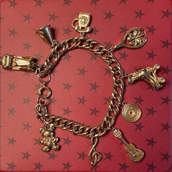 Accessories - Vintage Gold Charm Bracelet With Nine Charms